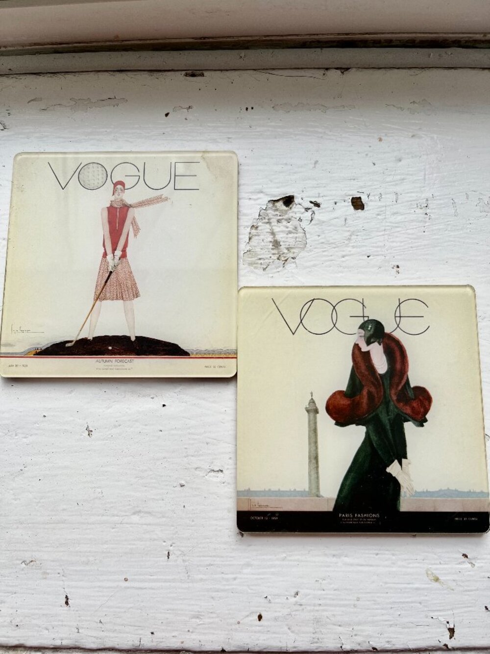 Vintage Art Deco Fashion Coasters 1920s Art Deco VOGUE Magazine Covers Set of 2